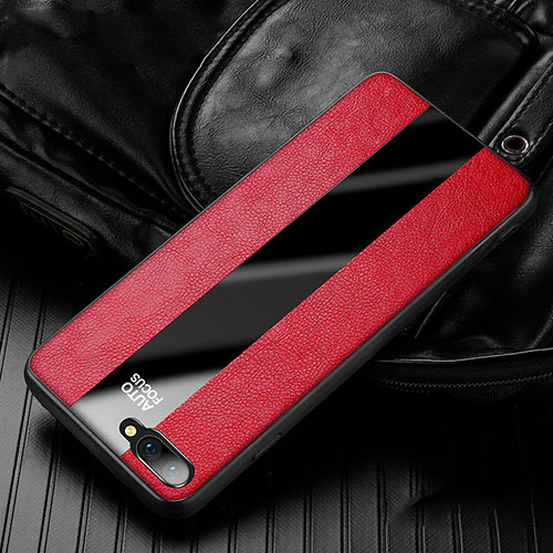 Soft Silicone Gel Leather Snap On Case Cover H01 for Oppo R17 Neo Red