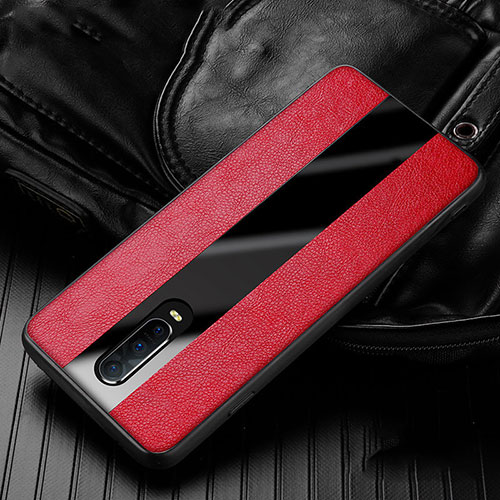 Soft Silicone Gel Leather Snap On Case Cover H01 for Oppo R17 Pro Red