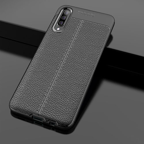 Soft Silicone Gel Leather Snap On Case Cover H01 for Samsung Galaxy A70S Black