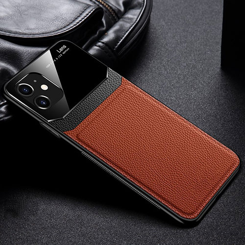 Soft Silicone Gel Leather Snap On Case Cover H02 for Apple iPhone 11 Brown