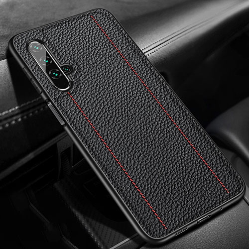 Soft Silicone Gel Leather Snap On Case Cover H02 for Huawei Honor 20S Black