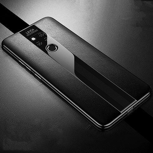 Soft Silicone Gel Leather Snap On Case Cover H02 for Huawei Mate 20 X 5G Black