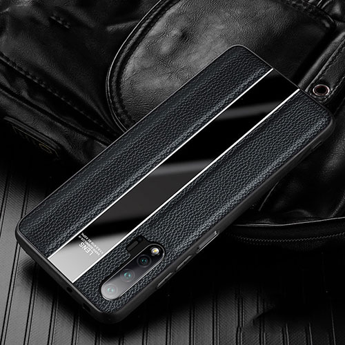 Soft Silicone Gel Leather Snap On Case Cover H02 for Huawei Nova 6 Black