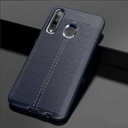 Soft Silicone Gel Leather Snap On Case Cover H02 for Huawei P Smart+ Plus (2019) Blue