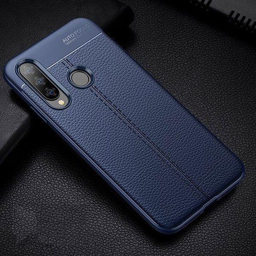 Soft Silicone Gel Leather Snap On Case Cover H02 for Huawei P30 Lite XL Blue