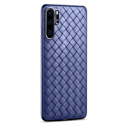 Soft Silicone Gel Leather Snap On Case Cover H02 for Huawei P30 Pro Blue