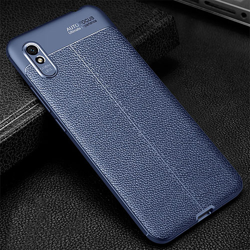 Soft Silicone Gel Leather Snap On Case Cover H02 for Xiaomi Redmi 9AT Blue