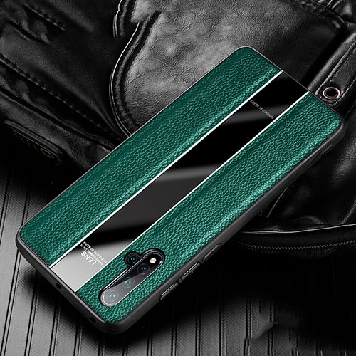 Soft Silicone Gel Leather Snap On Case Cover H03 for Huawei Nova 5 Green