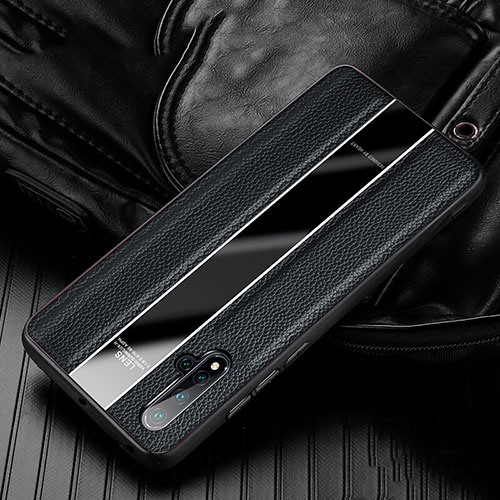 Soft Silicone Gel Leather Snap On Case Cover H03 for Huawei Nova 5 Pro Black