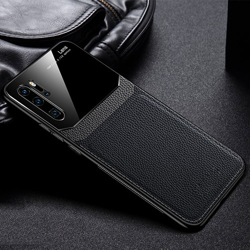 Soft Silicone Gel Leather Snap On Case Cover H03 for Huawei P30 Pro Black