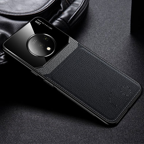 Soft Silicone Gel Leather Snap On Case Cover H03 for OnePlus 7T Black