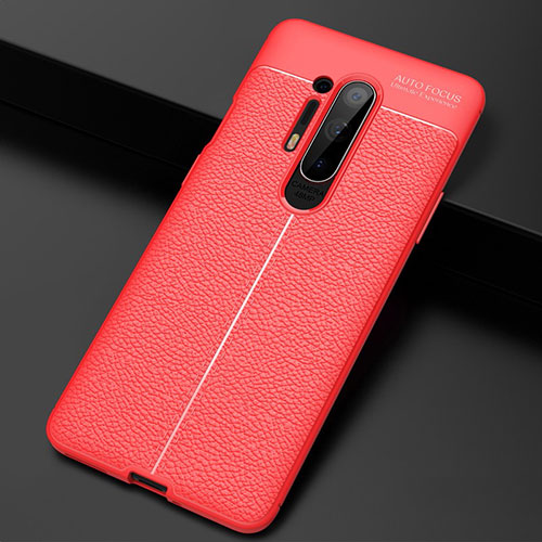 Soft Silicone Gel Leather Snap On Case Cover H03 for OnePlus 8 Pro Red