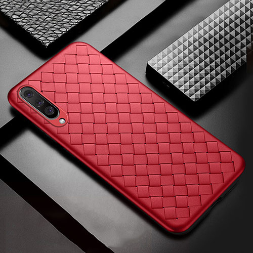 Soft Silicone Gel Leather Snap On Case Cover H03 for Samsung Galaxy A70 Red