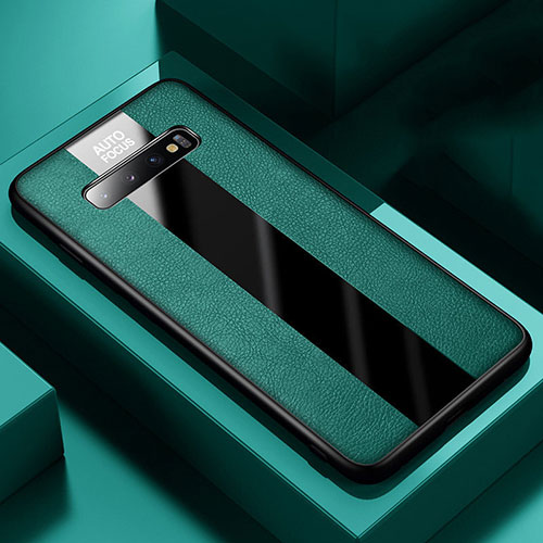 Soft Silicone Gel Leather Snap On Case Cover H03 for Samsung Galaxy S10 5G Green