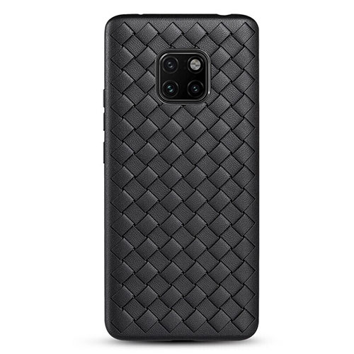 Soft Silicone Gel Leather Snap On Case Cover H04 for Huawei Mate 20 Pro Black