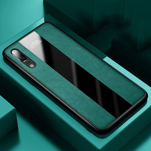 Soft Silicone Gel Leather Snap On Case Cover H04 for Huawei P20 Green