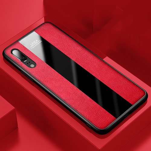 Soft Silicone Gel Leather Snap On Case Cover H04 for Huawei P20 Red