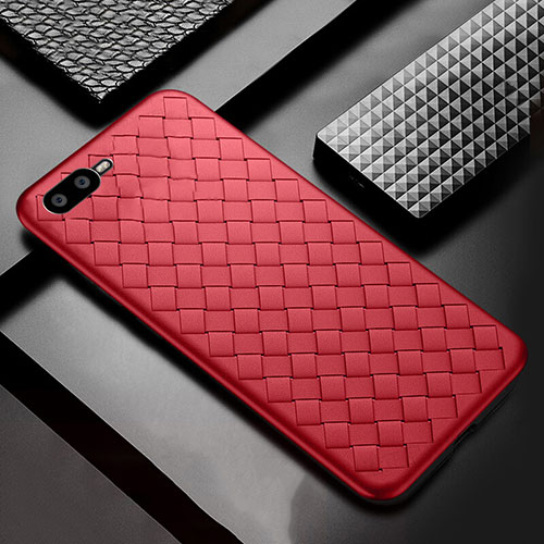Soft Silicone Gel Leather Snap On Case Cover H04 for Oppo R15X Red