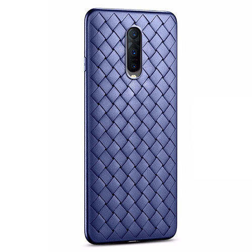 Soft Silicone Gel Leather Snap On Case Cover H04 for Oppo R17 Pro Blue