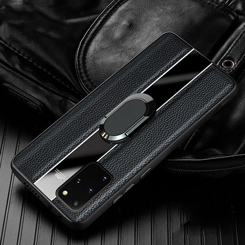 Soft Silicone Gel Leather Snap On Case Cover H04 for Samsung Galaxy S20 Plus Black