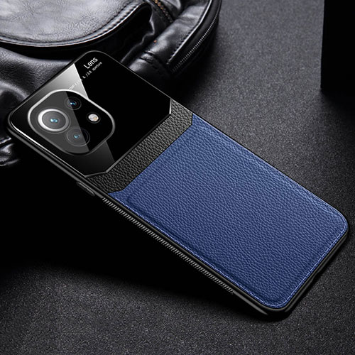 Soft Silicone Gel Leather Snap On Case Cover H04 for Xiaomi Mi 11 Lite 4G Blue