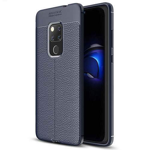 Soft Silicone Gel Leather Snap On Case Cover H05 for Huawei Mate 20 X 5G Blue