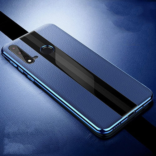 Soft Silicone Gel Leather Snap On Case Cover H06 for Huawei P20 Lite (2019) Blue