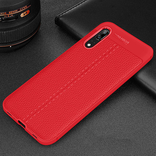 Soft Silicone Gel Leather Snap On Case Cover H06 for Huawei P20 Red