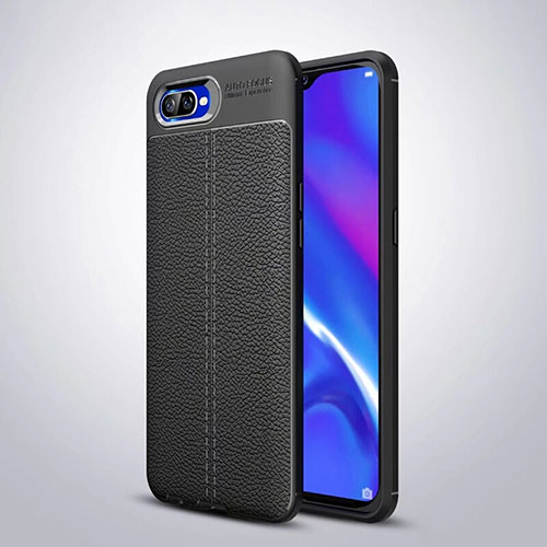 Soft Silicone Gel Leather Snap On Case Cover H06 for Oppo R15X Black