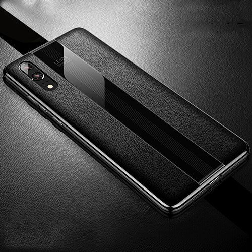 Soft Silicone Gel Leather Snap On Case Cover H07 for Huawei P20 Black