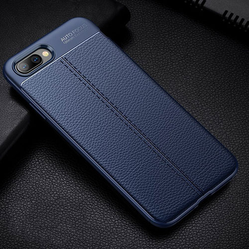 Soft Silicone Gel Leather Snap On Case Cover H07 for Oppo RX17 Neo Blue