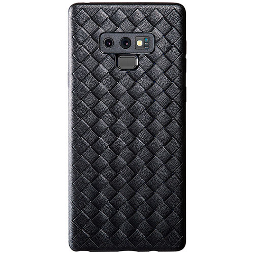 Soft Silicone Gel Leather Snap On Case Cover L01 for Samsung Galaxy Note 9 Black