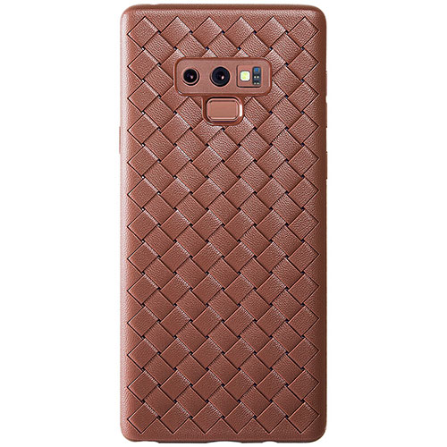 Soft Silicone Gel Leather Snap On Case Cover L01 for Samsung Galaxy Note 9 Brown