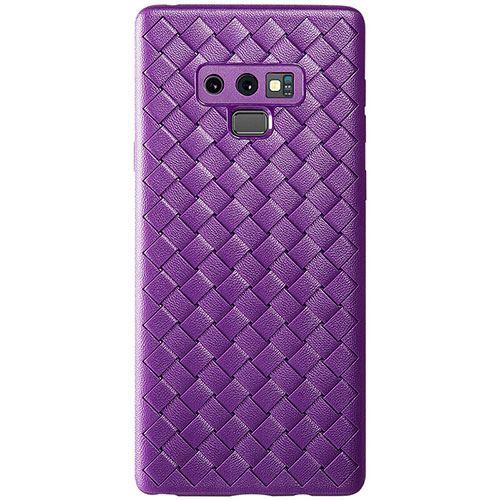 Soft Silicone Gel Leather Snap On Case Cover L01 for Samsung Galaxy Note 9 Purple