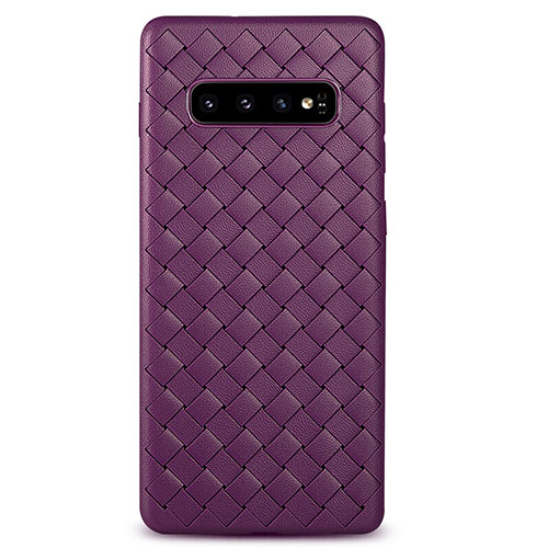 Soft Silicone Gel Leather Snap On Case Cover L02 for Samsung Galaxy S10 5G Purple