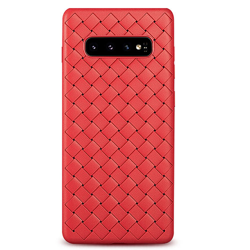 Soft Silicone Gel Leather Snap On Case Cover L02 for Samsung Galaxy S10 5G Red