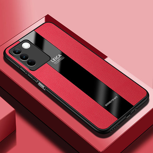 Soft Silicone Gel Leather Snap On Case Cover PB1 for Vivo V27 5G Red