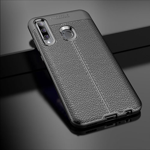 Soft Silicone Gel Leather Snap On Case Cover S01 for Huawei Enjoy 9s Black