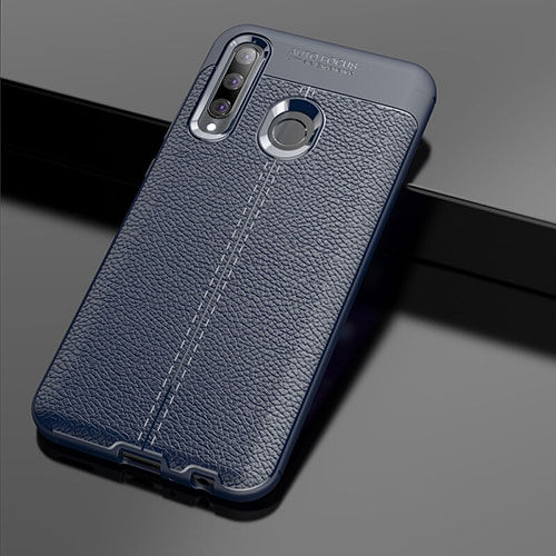 Soft Silicone Gel Leather Snap On Case Cover S01 for Huawei Honor 10i Blue