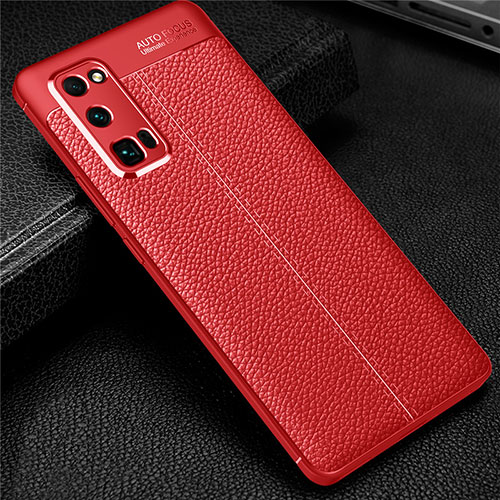 Soft Silicone Gel Leather Snap On Case Cover S01 for Huawei Honor 30 Pro Red