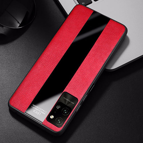 Soft Silicone Gel Leather Snap On Case Cover S01 for Huawei Honor Play4 Pro 5G Red