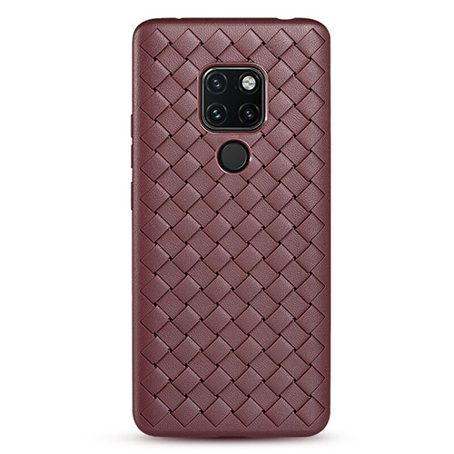 Soft Silicone Gel Leather Snap On Case Cover S01 for Huawei Mate 20 Brown