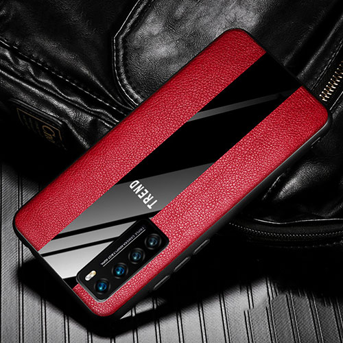 Soft Silicone Gel Leather Snap On Case Cover S01 for Huawei Nova 7 5G Red