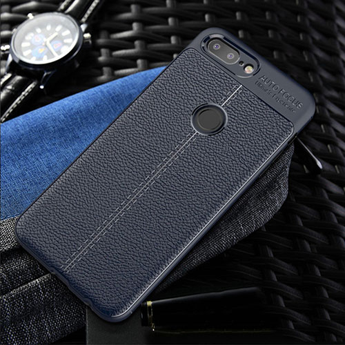 Soft Silicone Gel Leather Snap On Case Cover S01 for OnePlus 5T A5010 Blue