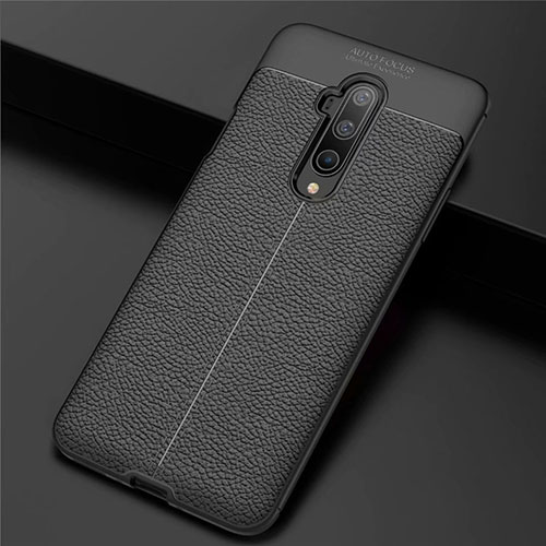 Soft Silicone Gel Leather Snap On Case Cover S01 for OnePlus 7T Pro Black