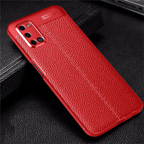 Soft Silicone Gel Leather Snap On Case Cover S01 for Oppo A52 Red