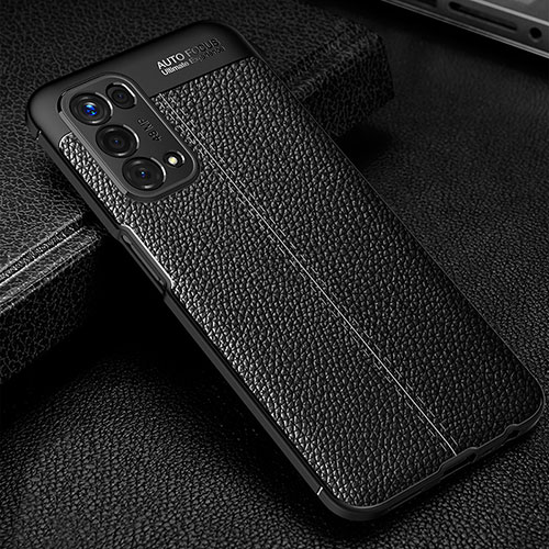 Soft Silicone Gel Leather Snap On Case Cover S01 for Oppo A54 5G Black