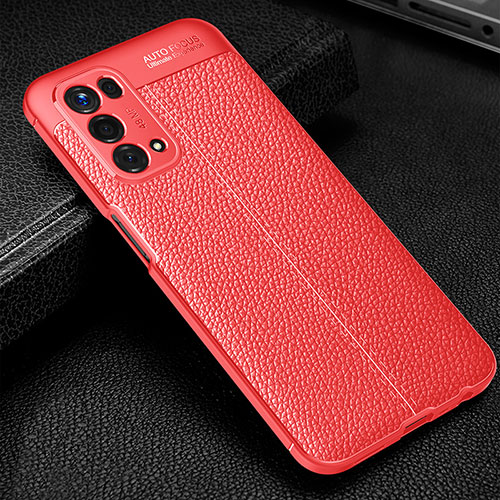 Soft Silicone Gel Leather Snap On Case Cover S01 for Oppo A54 5G Red