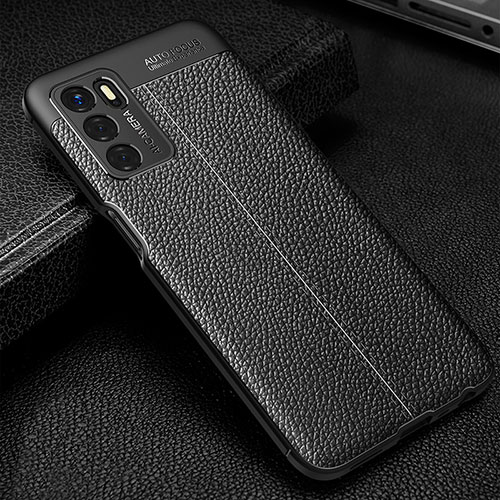 Soft Silicone Gel Leather Snap On Case Cover S01 for Oppo A54s Black