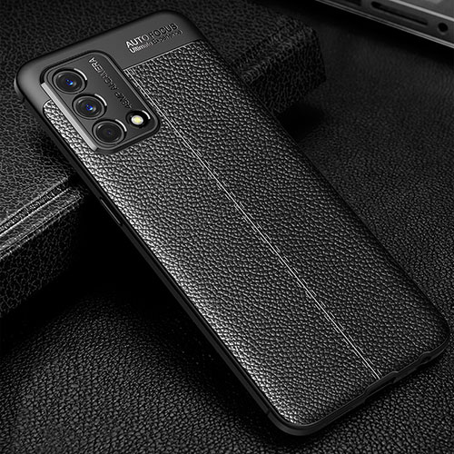 Soft Silicone Gel Leather Snap On Case Cover S01 for Oppo A74 4G Black